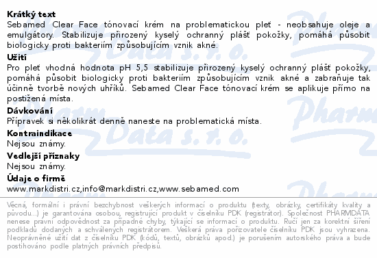Sebamed Clear Face tónovací krém na problematickou pleť - neobsahuje oleje a emulgátory. Stabilizuje přirozený kyselý ochranný plášť pokožky, pomáhá působit biologicky proti bakteriím způsobujícím vznik akné.