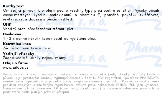 Omlazující přírodní bio olej k péči o všechny typy pleti včetně senzitivní. Vysoký obsah esenc.mastných kyselin, antioxidantů a vitamínu E, pomáhá pokožku zvláčňovat, revitalizovat a dodává jí pěstění vzhled.