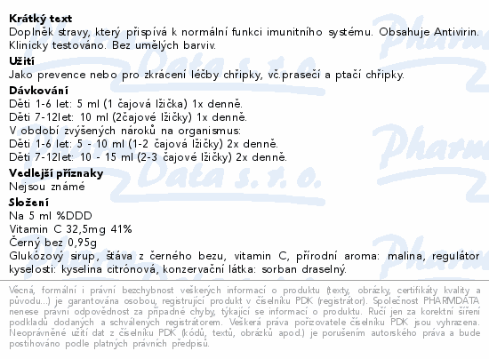 Doplněk stravy, který přispívá k normální funkci imunitního systému. Obsahuje Antivirin. Klinicky testováno. Bez umělých barviv.