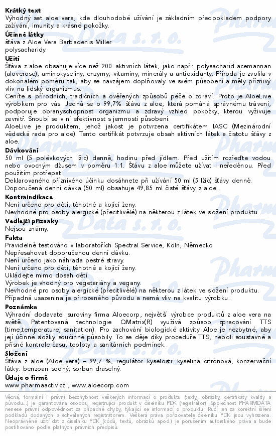Výhodný set aloe vera, kde dlouhodobé užívání je základním předpokladem podpory zažívání, imunity a krásné pokožky.