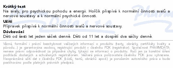Na svaly, pro psychickou pohodu a energii. Hořčík přispívá k normální činnosti svalů a nervové soustavy a k normální psychické činnosti.