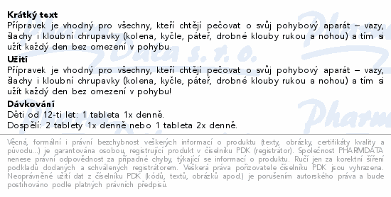 Přípravek je vhodný pro všechny, kteří chtějí pečovat o svůj pohybový aparát – vazy, šlachy i kloubní chrupavky (kolena, kyčle, páteř, drobné klouby rukou a nohou) a tím si užít každý den bez omezení v pohybu.