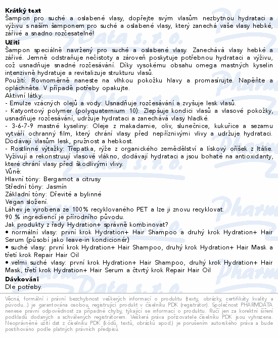 Šampon pro suché a oslabené vlasy, dopřejte svým vlasům nezbytnou hydrataci a výživu s naším šamponem pro suché a oslabené vlasy, který zanechá vaše vlasy hebké, zářivé a snadno rozčesatelné!