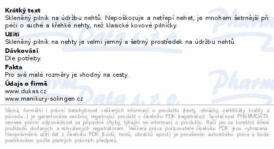 Skleněný pilník na údržbu nehtů. Nepoškozuje a netřepí nehet, je mnohem šetrnější při péči o suché a křehké nehty, než klasické kovové pilníčky.