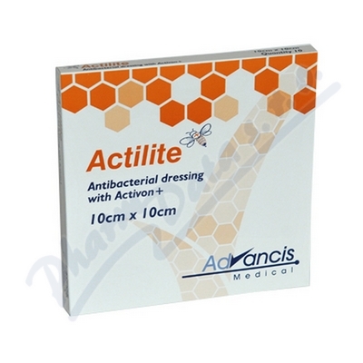 Actilite 10x10cm krytí antimikrob.s medem 10ks  LEHKÉ NEADHERENTNÍ KRYTÍ S MEDEM ACTIVON+,10X10CM,10KS