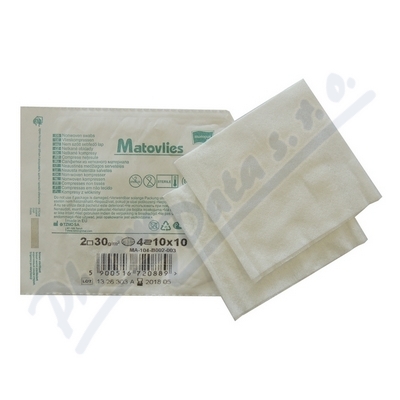 Matovlies kompresy z net.text.30g 10x10cm 2ks  KOMPRESY Z NETKANÉ TEXTILIE STERILNÍ 10CMX10CM,2KS