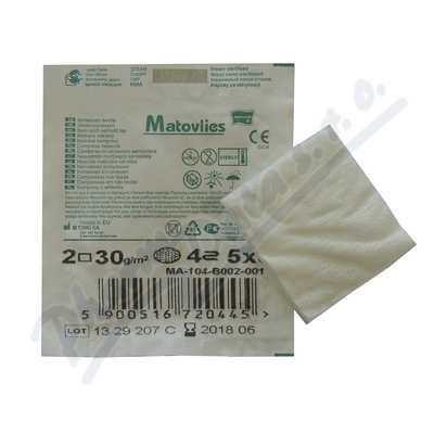 Matovlies kompresy z net.text.30g 5x5cm 2ks  KOMPRESY Z NETKANÉ TEXTILIE STERILNÍ 5CMX5CM, 2KS