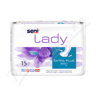 Seni Lady Extra Plus inkontinenční vložky 15ks  VLOŽKY ABSORPČNÍ PRO ŽENY,15X33CM, SAVOST 590ML, 15KS