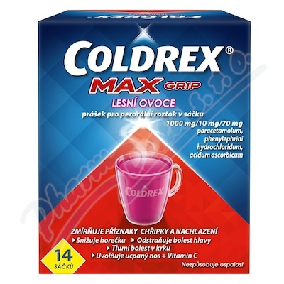 Coldrex MAXGrip Lesní ovoce 1000/10/70mg scc.14 II  1000MG/10MG/70MG POR PLV SOL SCC 14 II