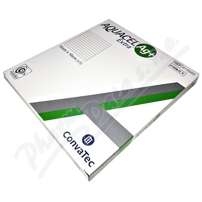 Aquacel Ag+ Extra 15cmx15cm 5ks  15X15 CM, KRYTÍ S TECHNOLOGIÍ HYDROFIBER A SE STŘÍBREM, 5 KS