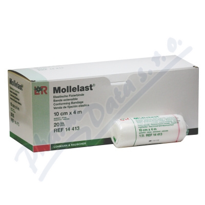 Obin.elast.fix.Mollelast v celofánu 10cmx4m 1ks  10CMX4M,JEDNOTLIVĚ V CELOFÁNU,REF 14413,1KS