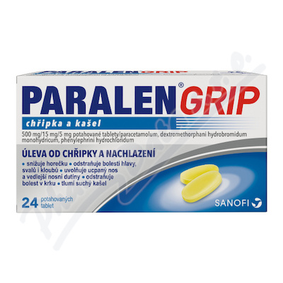 Paralen Grip chřipka a kašel 500/15/5mg tbl.flm.24  500MG/15MG/5MG TBL FLM 24