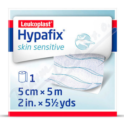 Leukoplast Hypafix Skin Sensit.fix.kr.5cmx5m 1ks  V ROLI SE SILIKON.KONTAKTNÍ VRSTVOU,5CMX5M,VHODNÁ PRO VELMI CITLIVOU KŮŽI,1KS