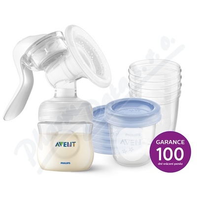 AVENT Odsávačka mat.mléka manuální+VIA 180ml 5ks