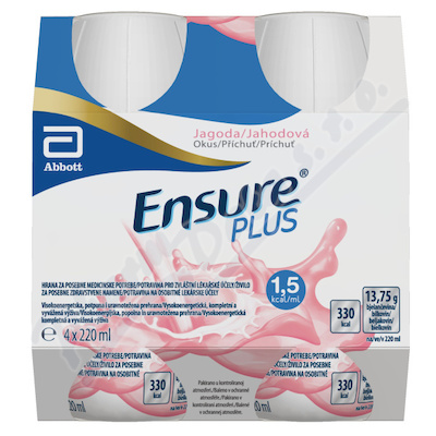 Ensure Plus jahodová příchuť pos.sol.4x220ml  POR SOL 4X220ML