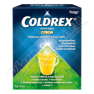 Coldrex Horký nápoj Citron 750/10/60mg scc.10 II  750MG/10MG/60MG POR PLV SOL SCC 10 II