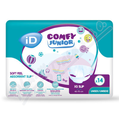 iD Comfy Junior XS Slip 5501025140 14ks  DĚTSKÉ, KALHOTKY ABSORPČNÍ ZALEPOVACÍ, 1 550 ML, BOKY 40-70CM, PRODYŠNÉ,14KS