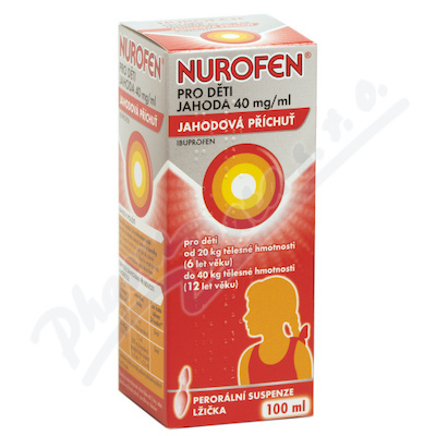 Nurofen pro děti jahoda 40mg/ml por.sus.1x100ml  40MG/ML POR SUS 1X100ML