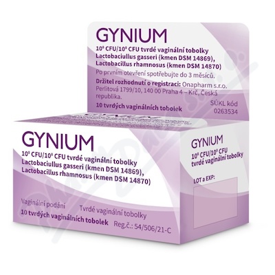 GYNIUM vag.tob. 1x10^8cfu/1x10^8cfu.vag.cps.dur.10  1X10^8CFU/1X10^8CFU VAG CPS DUR 10