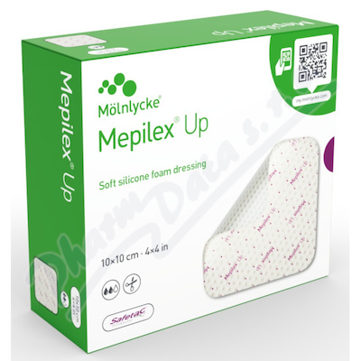 Mepilex Up sterilní silikonové krytí 10x10cm 5ks  10x10 cm, 5ks, vysoce absorpční pěnové krytí se silikonovou vrstvou Safetac