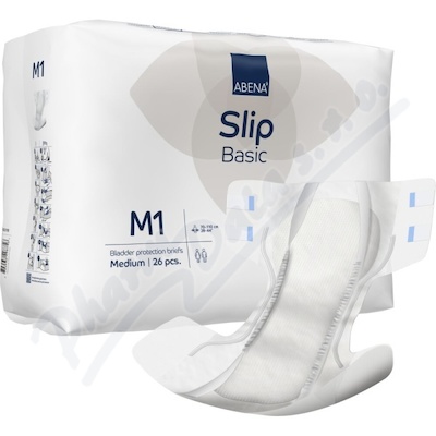 Inkont.kalhotky Abena Slip Basic M1 26ks  KALHOTKY ABSORPČNÍ, BOKY 70-110CM, 1800ML, 26KS