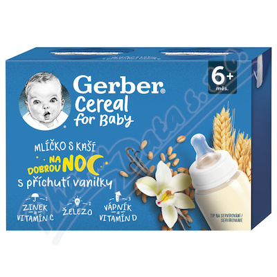 Gerber Cereal Ml.s kaší dobr.noc vanil.2x200ml 6M+