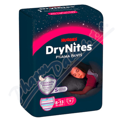 DryNites natah.kalhotky dívky 8-13let/30-48kg/9ks  SAVOST 1340ML, VÁHA 30-48KG, 9KS
