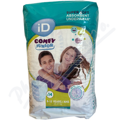 iD Comfy Junior Pants 8-15let 24-47kg 14ks  DĚTSKÉ, KALHOTKY ABSORPČNÍ NAVLÉKACÍ, 1 425 ML, 24-50 kg, 14 KS