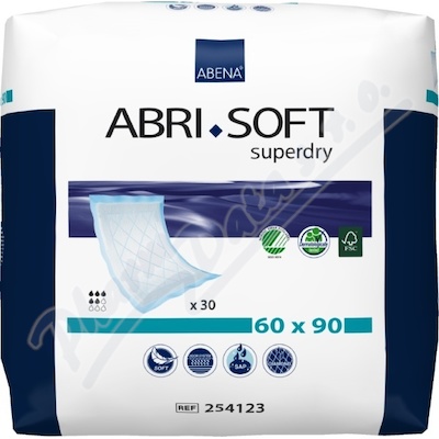 Inkont.podl.Abri Soft Superdry 60x90cm 30ks  PODLOŽKY ABSORPČNÍ,60X90CM,1600ML,SE SUPERABSORBENTEM,30KS