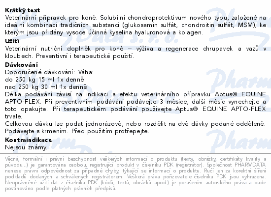 Veterinární přípravek pro koně. Solubilní chondroprotektivum nového typu, založené na ideální kombinaci tradičních substancí (glukosamin sulfát, chondroitin sulfát, MSM), ke kterým jsou přidány vysoce účinná kyselina hyaluronová a kolagen.
