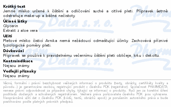 Jemné mléko určené k čištění a odličování suché a citlivé pleti. Přípravek šetrně odstraňuje make-up a běžné nečistoty.