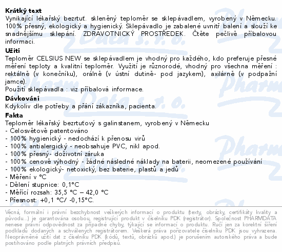 Vynikající lékařský bezrtuť. skleněný teploměr se sklepávadlem, vyrobený v Německu. 100% přesný, ekologický a hygienický. Sklepávadlo je zabalené uvnitř balení a slouží ke snadnějšímu sklepání. ZDRAVOTNICKÝ PROSTŘEDEK. Čtěte pečlivě příbalovou informaci.