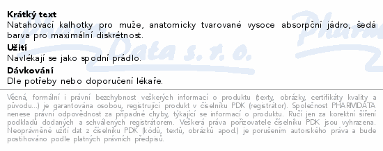 Natahovací kalhotky pro muže, anatomicky tvarované vysoce absorpční jádro, šedá barva pro maximální diskrétnost.