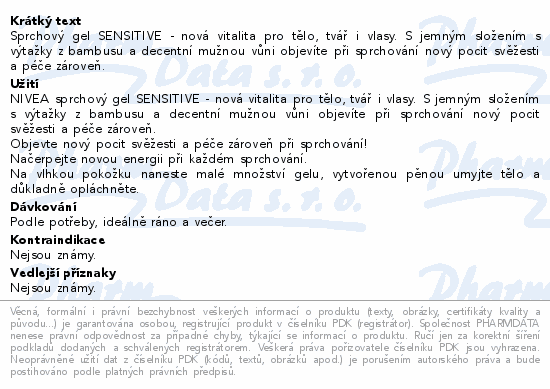 Sprchový gel SENSITIVE - nová vitalita pro tělo, tvář i vlasy. S jemným složením s výtažky z bambusu a decentní mužnou vůni objevíte při sprchování nový pocit svěžesti a péče zároveň.
