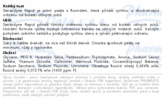 Sensodyne Rapid je zubní pasta s fluoridem, která přináší rychlou a dlouhotrvající ochranu od bolesti citlivých zubů.