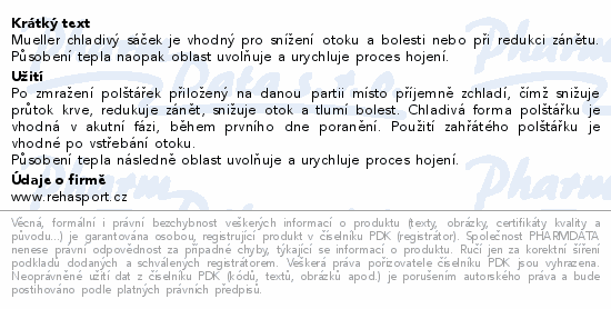 Mueller chladivý sáček je vhodný pro snížení otoku a bolesti nebo při redukci zánětu. Působení tepla naopak oblast uvolňuje a urychluje proces hojení.