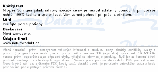 Nippes Solingen pilník safírový špičatý černý je nepostradatelný pomocník při úpravě nehtů. 100% kvalita a spolehlivost Vám zaručí pohodlí při práci s pilníkem.