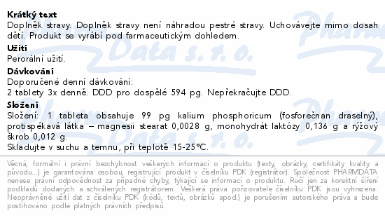 Doplněk stravy. Doplněk stravy není náhradou pestré stravy. Uchovávejte mimo dosah dětí. Produkt se vyrábí pod farmaceutickým dohledem.