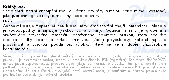 Samolepicí sterilní absorpční krytí je určeno pro rány s malou nebo mírnou exsudací, jako jsou chirurgické rány, řezné rány nebo odřeniny.
