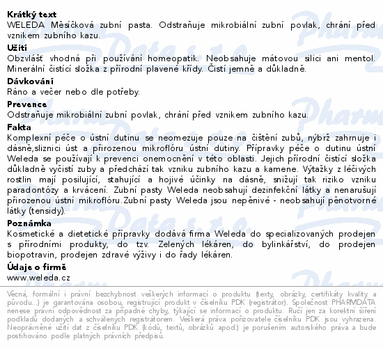 WELEDA Měsíčková zubní pasta. Odstraňuje mikrobiální zubní povlak, chrání před vznikem zubního kazu.