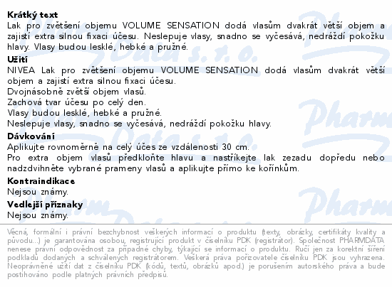 Lak pro zvětšení objemu VOLUME SENSATION dodá vlasům dvakrát větší objem a zajistí extra silnou fixaci účesu. Neslepuje vlasy, snadno se vyčesává, nedráždí pokožku hlavy. Vlasy budou lesklé, hebké a pružné.