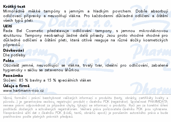 Mimořádně měkké tampóny s jemným a hladkým povrchem. Dobře absorbují odličovací přípravky a neuvolňují vlákna. Pro každodenní důkladné odlíčení a čištění všech typů pleti.