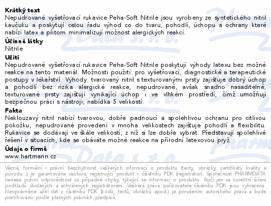 Nepudrované vyšetřovací rukavice Peha-Soft Nitrile jsou vyrobeny ze syntetického nitril kaučuku a poskytují celou řadu výhod co do tvaru, pohodlí, úchopu a ochrany které nabízí latex a přitom minimalizují možnost alergických reakcí.