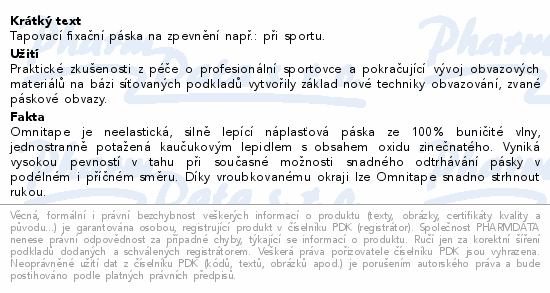 Tapovací fixační páska na zpevnění např.: při sportu.