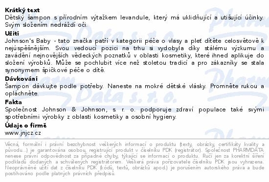 Dětský šampon s přírodním výtažkem levandule, který má uklidňující a utišující účinky. Svým složením nedráždí oči.