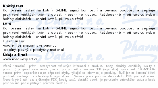 Kompresní návlek na kotník S-LINE zajistí komfortní a pevnou podporu a zlepšuje prokrvení měkkých tkání v oblasti hlezenního kloubu. Každodenně – při sportu nebo hobby aktivitách – chrání kotník při velké zátěži.