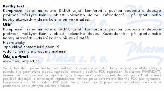 Kompresní návlek na koleno S-LINE zajistí komfortní a pevnou podporu a zlepšuje prokrvení měkkých tkání v oblasti kolenního kloubu. Každodenně – při sportu nebo hobby aktivitách – chrání koleno při velké zátěži.