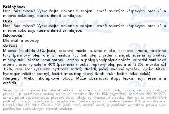 Honí Vás mlsná? Vyzkoušejte dokonalé spojení jemně solených křupavých preclíků a mléčné čokolády, které si ihned zamilujete.