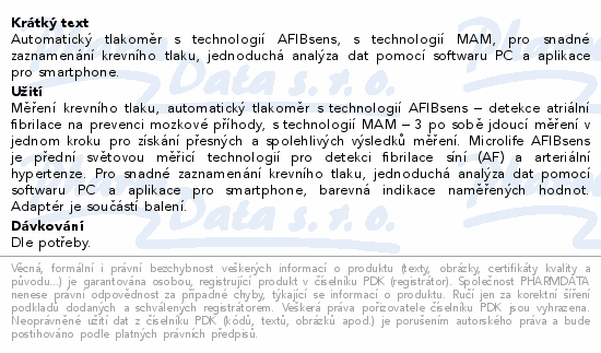 Automatický tlakoměr s technologií AFIBsens, s technologií MAM, pro snadné zaznamenání krevního tlaku, jednoduchá analýza dat pomocí softwaru PC a aplikace pro smartphone.