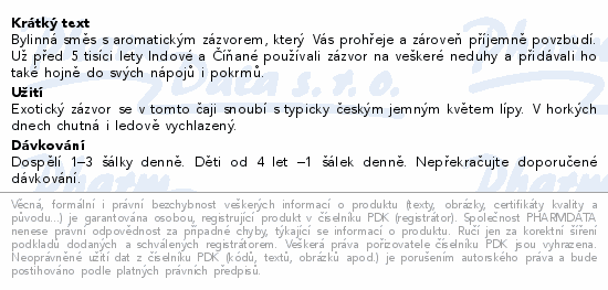 Bylinná směs s aromatickým zázvorem, který Vás prohřeje a zároveň příjemně povzbudí. Už před 5 tisíci lety Indové a Číňané používali zázvor na veškeré neduhy a přidávali ho také hojně do svých nápojů i pokrmů.
